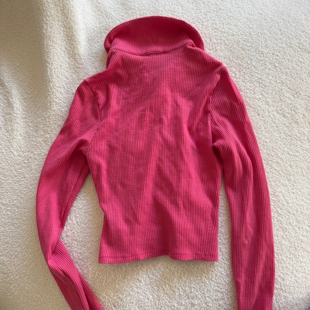 Reformation Fuchsia Ribbed Cardigan - Picture 3 of 5